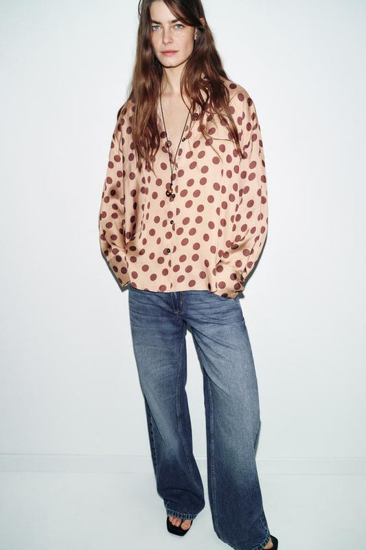 Chemise Satinée À Pois